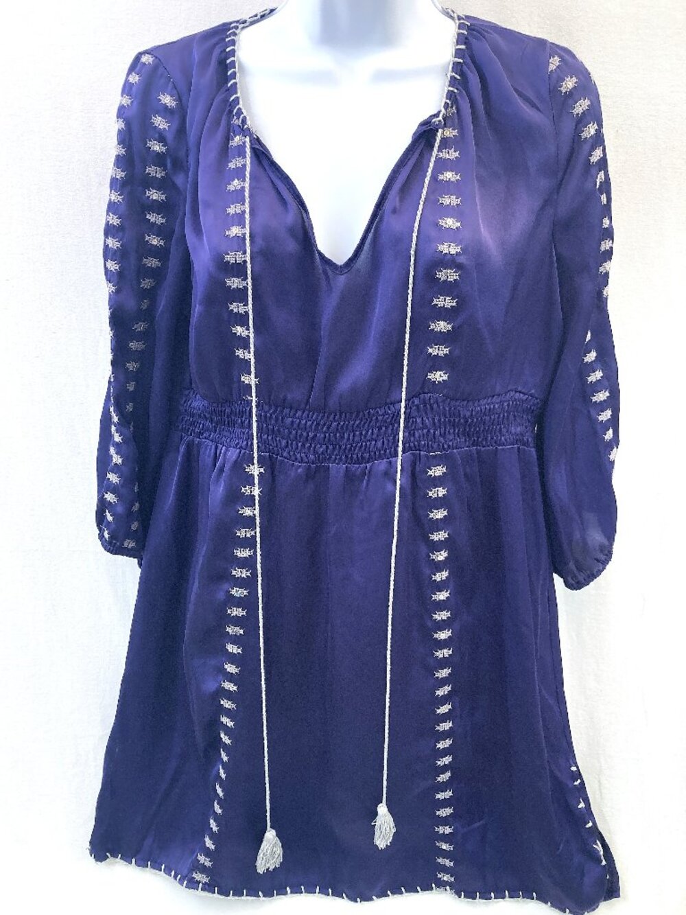 Ophelia Purple Embroidered Sequin Mini Dress/Tunic Size Medium